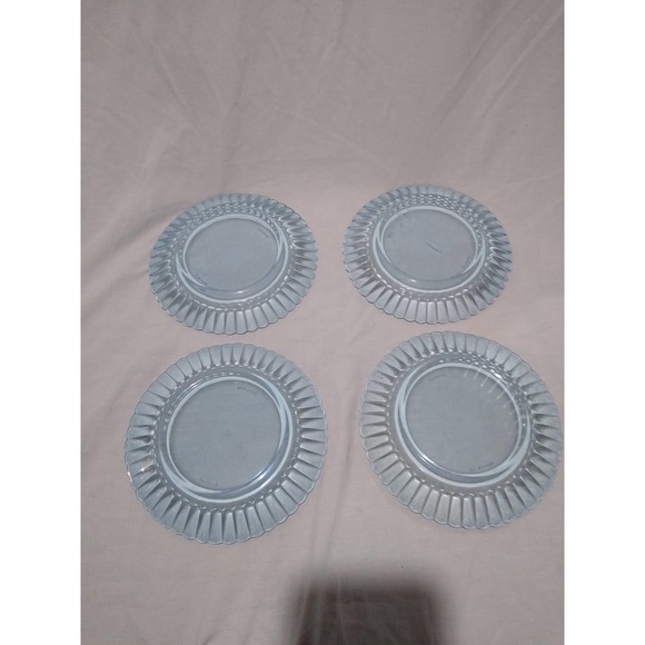 Set of 4 Ice blue forte crisa ribbed bread and butter plates (7" diameter) - Picture 6 of 6